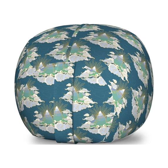 Clouds Storage Toy Bag Chair, Surreal Interpretation of Mountains Spirals, Stuffed Animal Organizer Washable Bag, Small Size, Sea Blue Seafoam, by Ambesonne