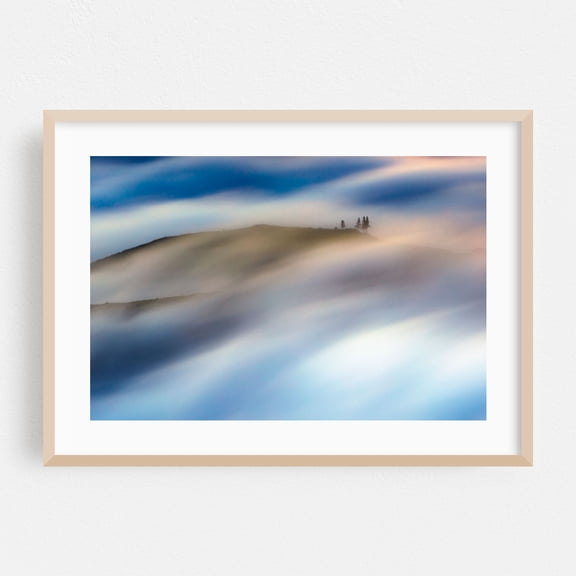Clouds Strokes - Madeira Portugal Photography Abstract Surrealism Nature Landscape Minimalist Scenic Oak Framed Wall Art Print 24 x 36 inches