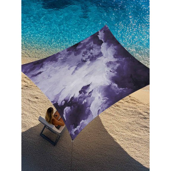 Clouds Sun Shade Sail 12' x 16', Abstract Gradient Purple Clouds Sky Rectangle Outdoor Sunshade Canopy, Waterproof UV Block Patio Covers for Garden Yard Beach
