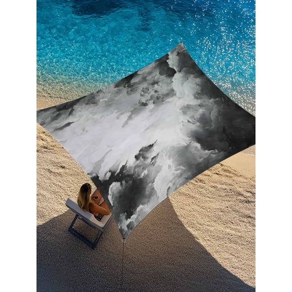 Clouds Sun Shade Sail 8' x 10', Abstract Gradient Black Grey Clouds Sky Rectangle Outdoor Sunshade Canopy, Waterproof UV Block Patio Covers for Garden Yard Beach