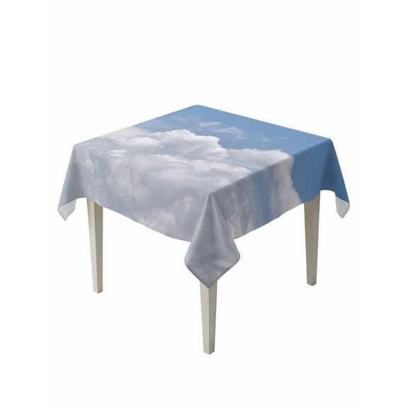Clouds Table Cloth, Blue White Sky Natural Landscape Waterproof Tablecloth for Square Tables, Reusable Washable Fabric Table Cover for Restaurant Kitchen Dining Tables 54"x54"