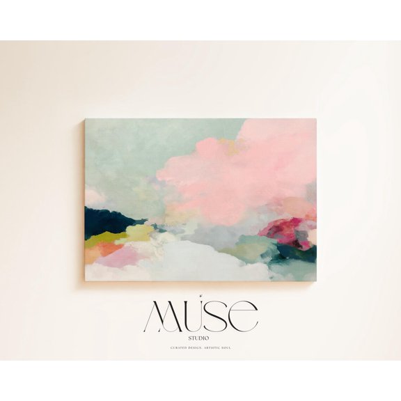 Clouds Wall Art Blush Mint Navy Pastel Decor Spring Dawn Cozy Home Gallery Unframed Paper Print