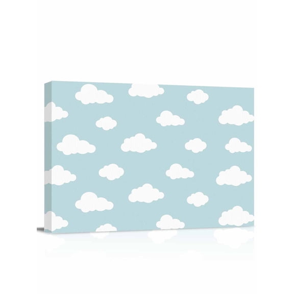 Clouds Wall Art for Living Room, Canvas Picture Wall Decor for Bathroom Bedroom, Cartoon Blue Sky Minimalist Aesthetic Painting Artwork for Office Kitchen Hallway Dining Room Home Decorations 12"x16"