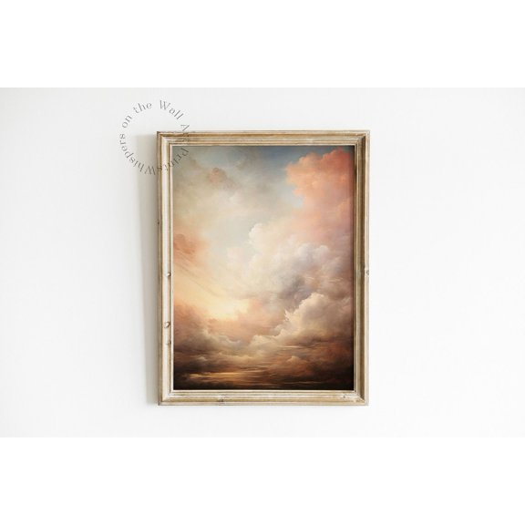 Clouds Wall Art Print, Spring, Cotton Candy, Sunset, Cloudy Sky, Seasonal Living Room And Home Decor