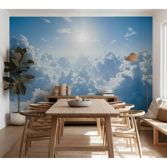 Clouds Wallpaper Wall Mural - Warm Rays of Sunshine