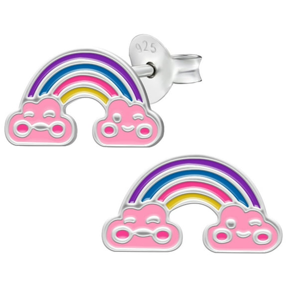 Clouds and Rainbow 925 Sterling Silver Stud Earrings