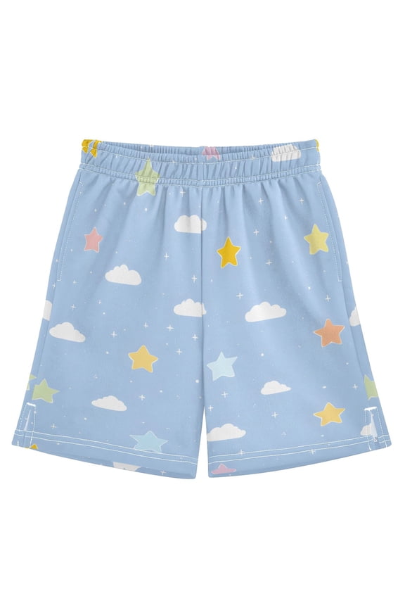 Clouds and Stars Athletic Shorts Breathable with Comfort Fit Drawstring Casual Sweatshorts Medium