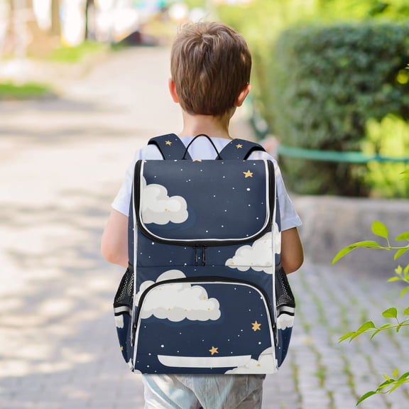 Clouds and Stars Backpack Big Laptop Backpack Casual Daypack Quilted Large Capacity Large Bookbags