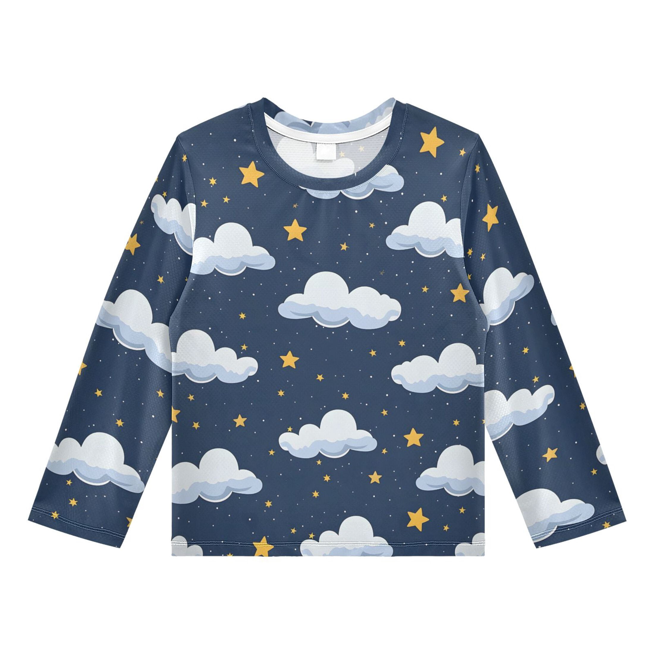 Clouds and Stars Boys' Rash Guard Shirts UPF 50 Plus Sun Protection ...