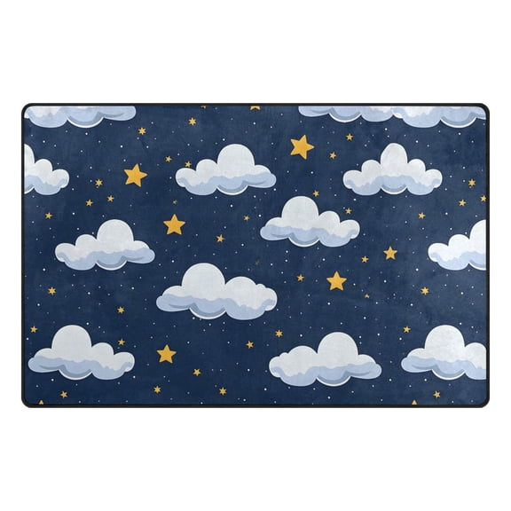 Clouds and Stars Memory Foam Area Rug 31"x20" Non Slip, Absorbent, Fade Proof for Living Room, Bedroom, Office