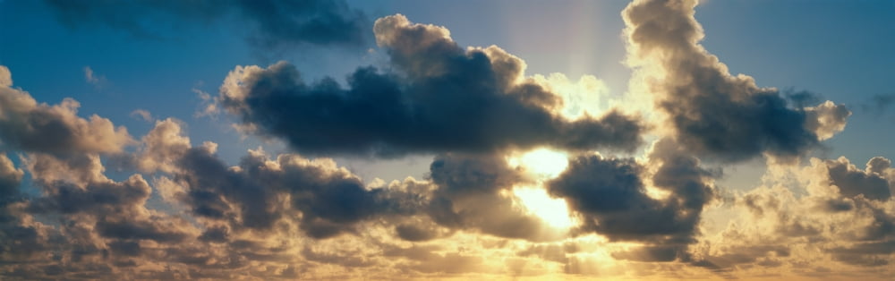 Clouds at Sunrise Hawaii Canvas Art - Panoramic Images (36 x 12)