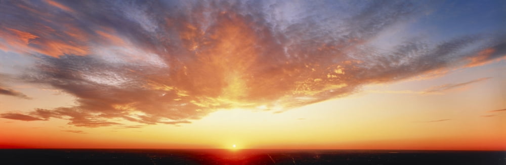 Clouds at sunset Illinois USA Canvas Art - Panoramic Images (36 x 12)