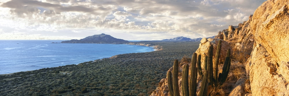 Clouds over the coast at sunrise with Cabo Pulmo National Marine Park in the background Cabo Pulmo Baja California Sur Mexico Canvas Art - Panoramic Images (36 x 12)