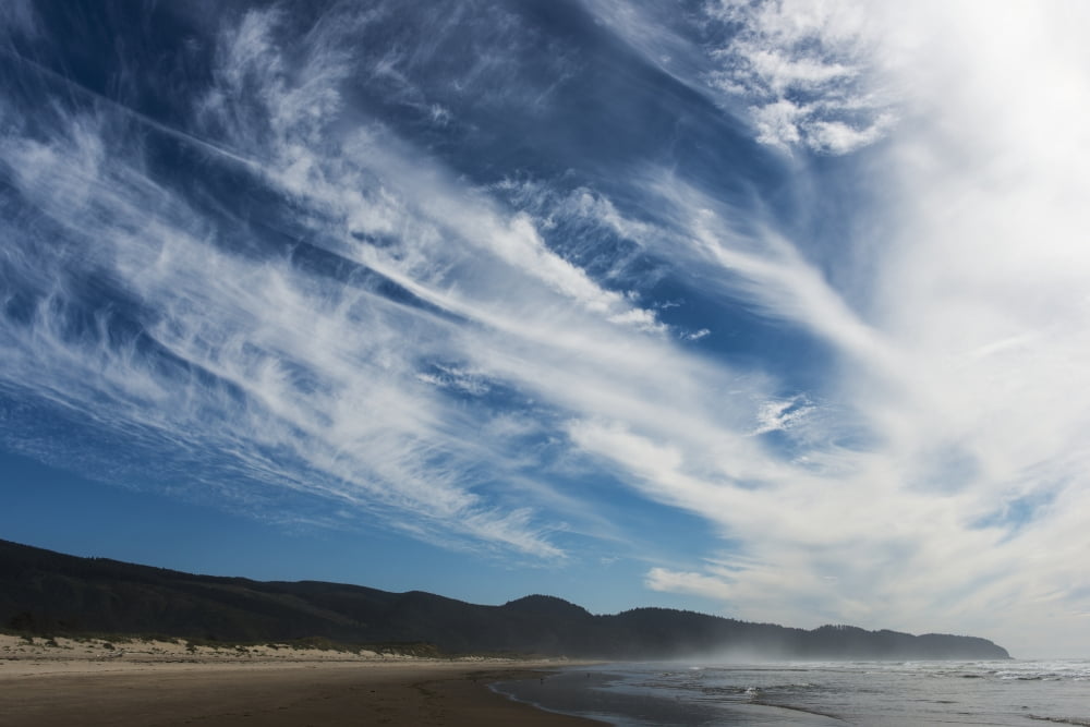 Clouds drift past Cape Lookout on the Oregon Coast Netarts Oregon United States of America Canvas Art - Robert L Potts  Design Pics (36 x 24)