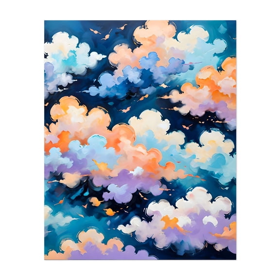 Clouds in Motion - Illustration Abstract Surrealism Pastel Modern Art Unframed Wall Art Print 11 x 14 inches