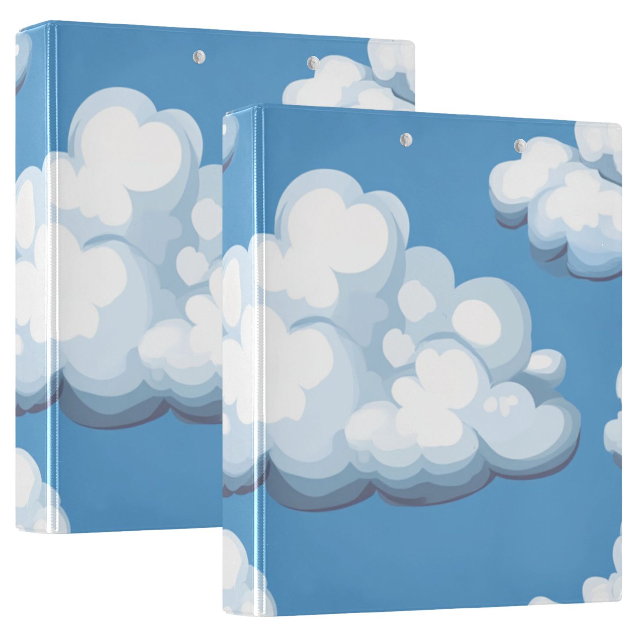 Clouds in Sky 3 Ring Binders 1.5 inch Hardcover File Folders with Interior Pockets A4 Size Organizer for School Office Hospital