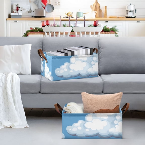 Clouds in Sky Storage Bins with Handles Foldable Storage Baskets for Shelves Organizer Cloth Baskets