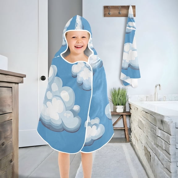 Clouds in Sky Toddler Bath Towel Baby Kid Bath Towels Beach Towel Super Soft and Absorbent for Girl Boy
