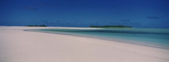 Clouds over a beach Aitutaki Cook Islands Canvas Art - Panoramic Images (36 x 13)