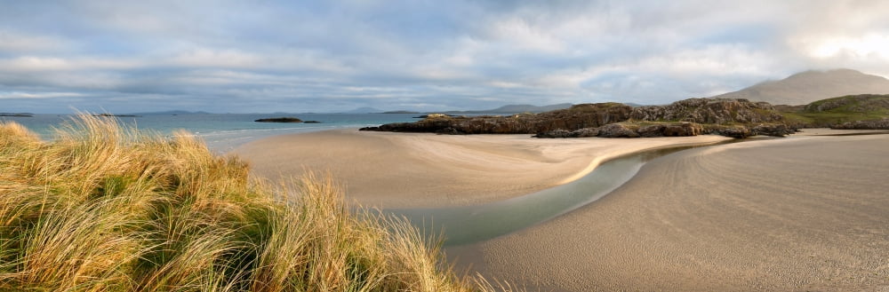 Clouds over a beach Lettergesh Connemara County Galway Ireland Canvas Art - Panoramic Images (36 x 12)