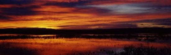 Clouds over a lake Bosque del Apache National Wildlife Refuge Socorro County New Mexico USA Canvas Art - Panoramic Images (36 x 12)