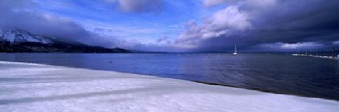 Clouds over a lake Lake Tahoe California USA Canvas Art - Panoramic Images (36 x 12)