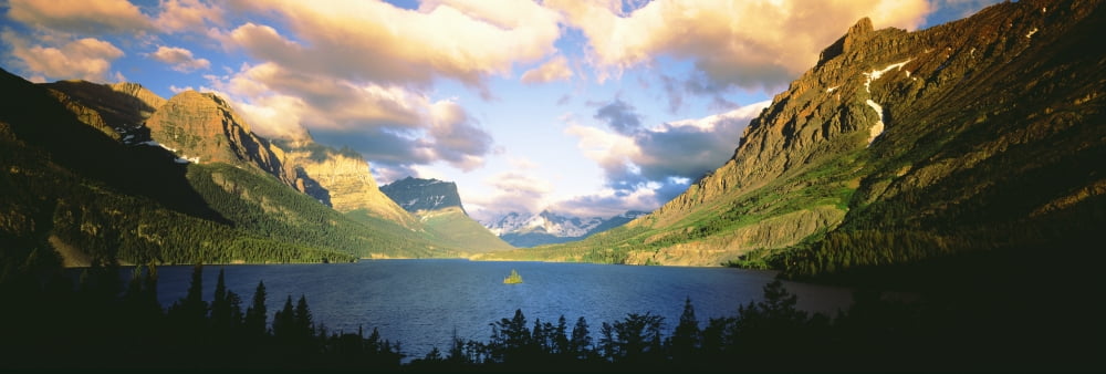Clouds over a lake St Mary Lake Glacier National Park Montana USA Canvas Art - Panoramic Images (36 x 12)