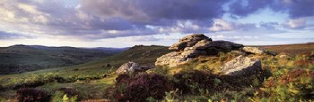 Clouds over a landscape Haytor Rocks Dartmoor Devon England Canvas Art - Panoramic Images (18 x 6)