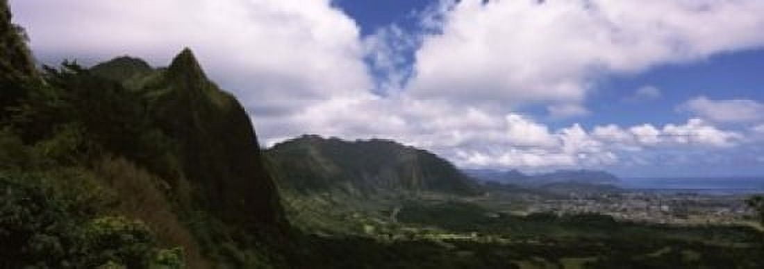 Clouds over a mountain Kaneohe Oahu Hawaii USA Canvas Art - Panoramic Images (18 x 7)
