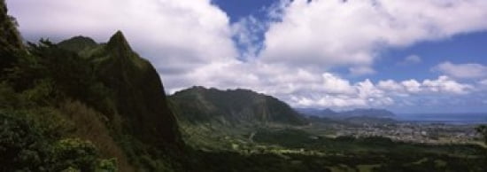 Clouds over a mountain Kaneohe Oahu Hawaii USA Canvas Art - Panoramic Images (36 x 13)
