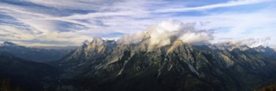 Clouds over a mountain range view from Mt Rite Dolomites Cadore Province of Belluno Veneto Italy Canvas Art - Panoramic Images (36 x 12)