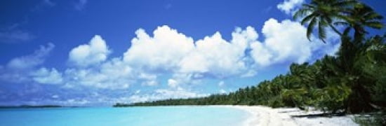 Clouds over an island Akaiami Aitutaki Cook Islands Canvas Art - Panoramic Images (36 x 12)