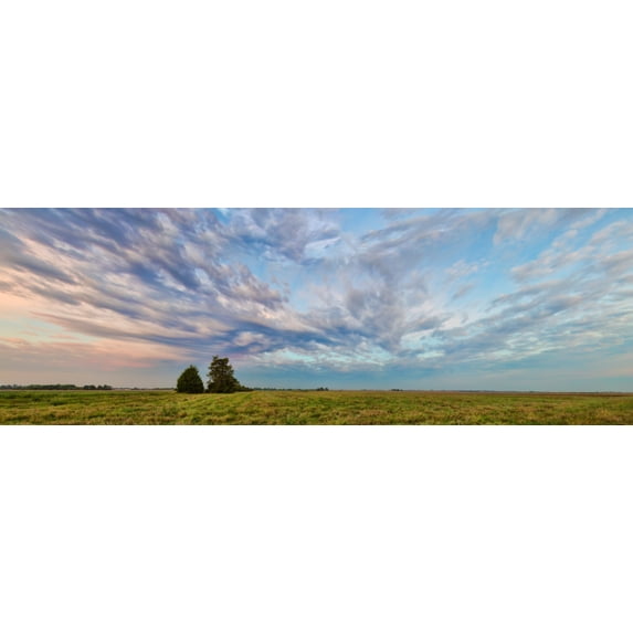 Clouds over landscape at sunrise, Prairie Ridge State Natural Area, Marion County, Illinois, USA Poster Print (7 x 18)