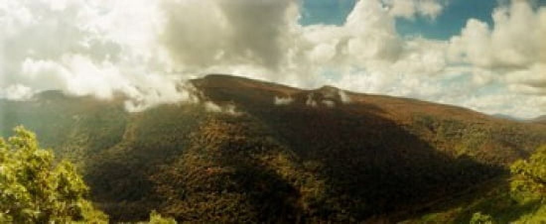 Clouds over mountain Kaaterskill Falls Catskill Mountains New York State USA Canvas Art - Panoramic Images (15 x 6)