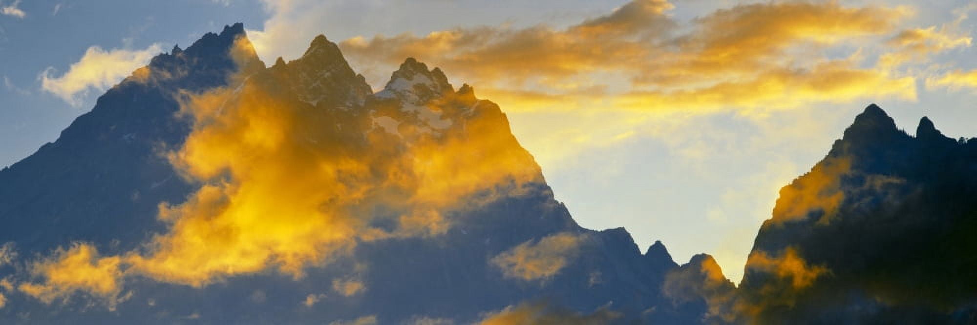 Clouds over mountain range Teton Range Grand Teton National Park Wyoming USA Canvas Art - Panoramic Images (27 x 9)