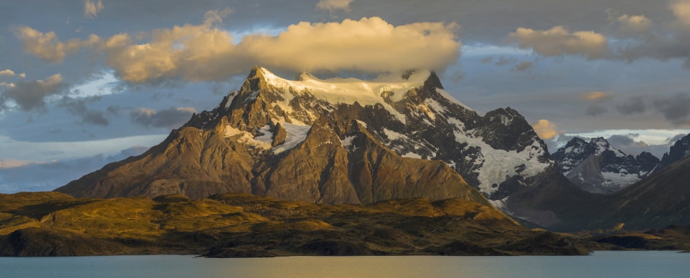 Clouds over mountains Cordillera Paine Lake Pehoe Torres Del Paine National Park Chile Canvas Art - Panoramic Images (36 x 12)