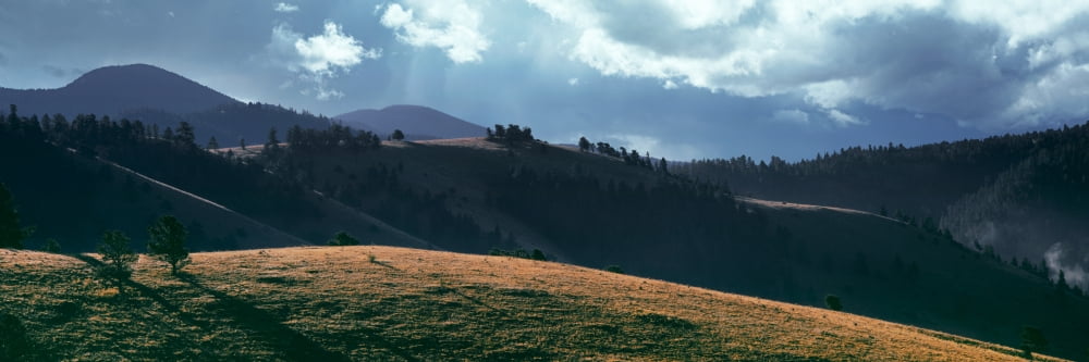 Clouds over mountains Eagle Nest Lake State Park Eagle Nest Colfax County New Mexico USA Canvas Art - Panoramic Images (12 x 36)