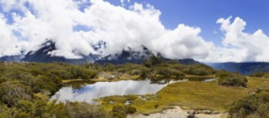 Clouds over mountains Key Summit Fiordland National Park South Island New Zealand Canvas Art - Panoramic Images (30 x 14)