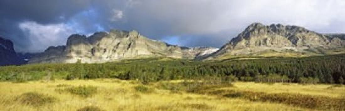 Clouds over mountains Many Glacier valley US Glacier National Park Montana USA Canvas Art - Panoramic Images (18 x 6)