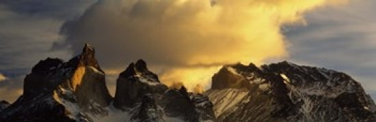 Clouds over mountains Torres Del Paine Torres Del Paine National Park Chile Canvas Art - Panoramic Images (36 x 12)