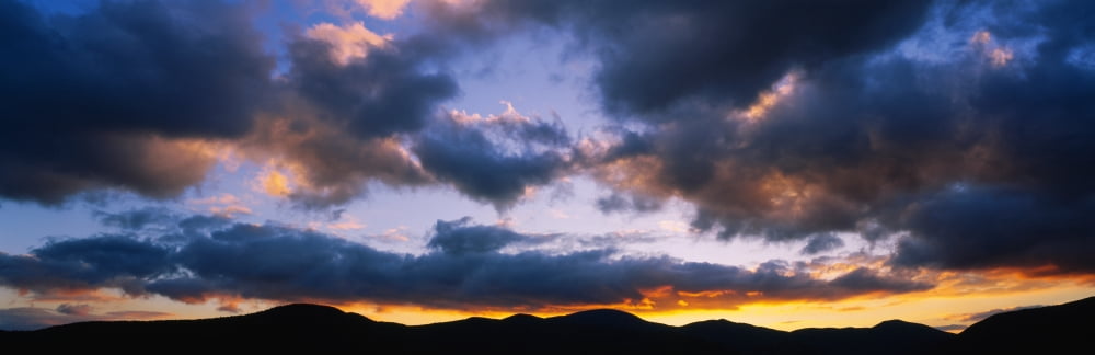 Clouds over mountains at dusk Stowe Lamoille County Vermont USA Canvas Art - Panoramic Images (27 x 9)