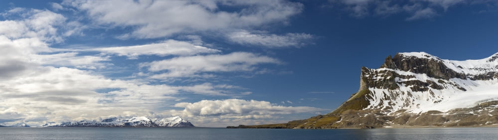 Clouds over snowcapped mountain Alkhornet Point Spitsbergen Svalbard Islands Norway Canvas Art - Panoramic Images (36 x 12)