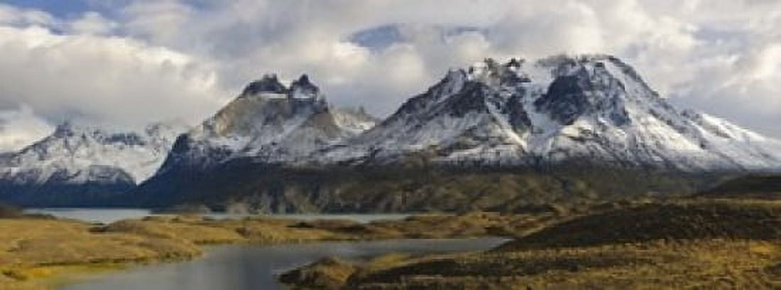Clouds over snowcapped mountain Grand Paine Mt Almirante Nieto Torres Del Paine National Park Chile Canvas Art - Panoramic Images (18 x 7)