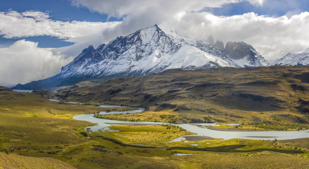 Clouds over snowcapped mountain Mt Almirante Nieto Rio Paine Torres Del Paine National Park Chile Canvas Art - Panoramic Images (12 x 36)