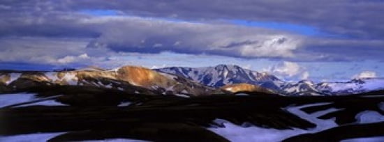 Clouds over snowcapped mountains Fjallabak Central Highlands Iceland Canvas Art - Panoramic Images (30 x 12)