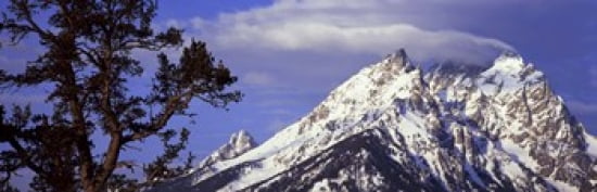 Clouds over snowcapped mountains Grand Teton National Park Wyoming USA Canvas Art - Panoramic Images (36 x 12)