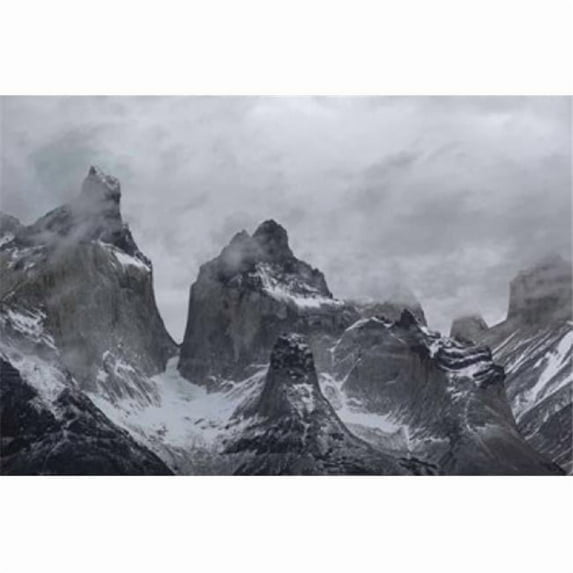 Clouds over snowcapped mountains, Torres del Paine National Park, Magallanes Region, Patagonia, Chile Poster Print by Panoramic Images (36 x 24)
