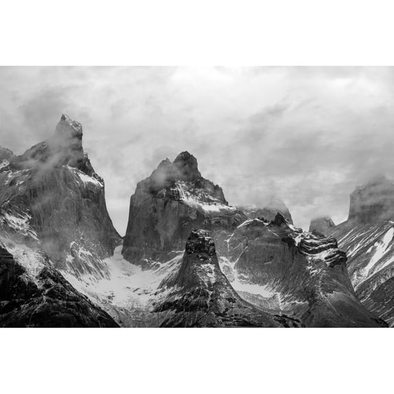 Clouds over snowcapped mountains  Torres del Paine National Park  Magallanes Region  Patagonia  Chile Print by Panoramic