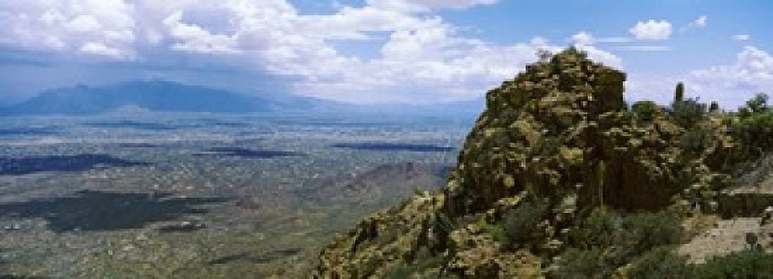 Clouds over the Tucson Mountain Park Tucson Arizona USA Canvas Art - Panoramic Images (18 x 7)