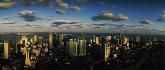 Clouds over the city skyline Miami Florida USA Canvas Art - Panoramic Images (30 x 13)
